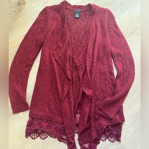 New Directions Burgundy Lace Cardigan